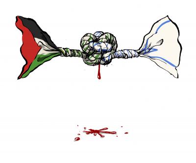 Jon  Skræntskov / Gaza - kommenterende illustration til jonsblog.dk<a href=https://illustratorerne.dk/illustrator_profil/index-profil.php?bpid=165><br><b> SE PROFILEN </b></a>